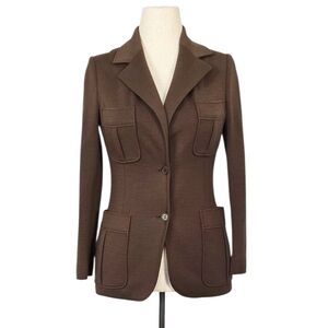 1970s Vintage Jacket 70s Blazer ILGWU Pockets Brown Size S Small Fitted Tailored